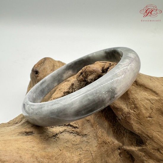 【肌容雪】天然緬甸A貨紫底烏雞花翡翠平安鐲 編號154(鐲圍75.4mm#23號)