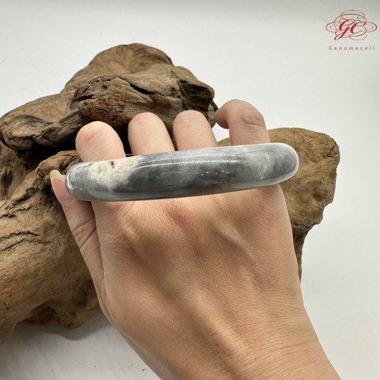 【肌容雪】天然緬甸A貨紫底烏雞花翡翠平安鐲 編號154(鐲圍75.4mm#23號)