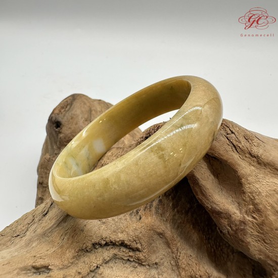 【肌容雪】天然緬甸A貨黃翡撒金翡翠平安鐲 編號155(鐲圍54.7mm#17號)