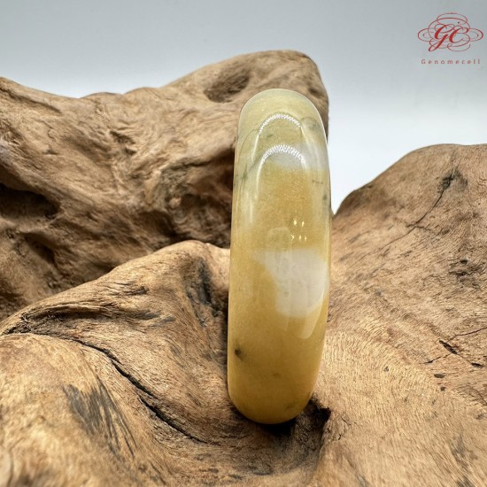 【肌容雪】天然緬甸A貨黃翡撒金翡翠平安鐲 編號155(鐲圍54.7mm#17號)