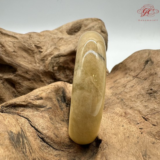 【肌容雪】天然緬甸A貨黃翡撒金翡翠平安鐲 編號155(鐲圍54.7mm#17號)