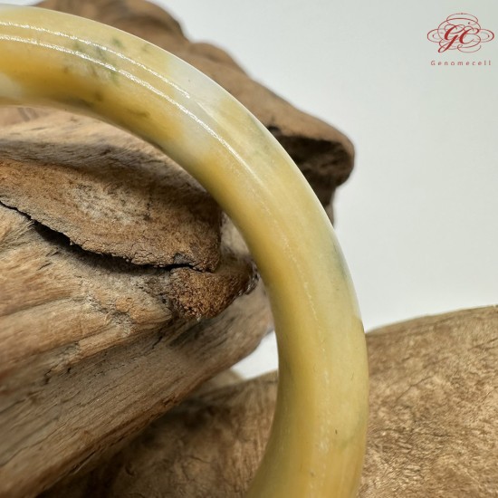 【肌容雪】天然緬甸A貨黃翡撒金翡翠平安鐲 編號155(鐲圍54.7mm#17號)