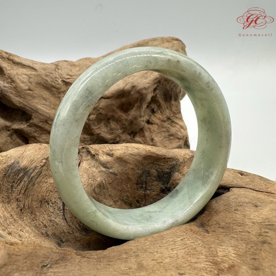 【肌容雪】天然緬甸A貨綠底飄花翡翠平安鐲 編號156(鐲圍56.3mm#17.5號)