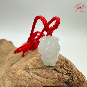 【肌容雪】天然緬甸A貨白月光老虎造型翡翠吊飾 編號159