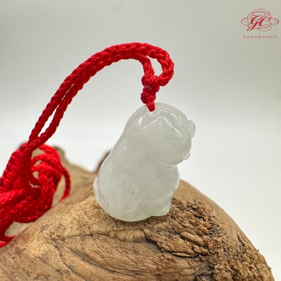 【肌容雪】天然緬甸A貨白月光老虎造型翡翠吊飾 編號159