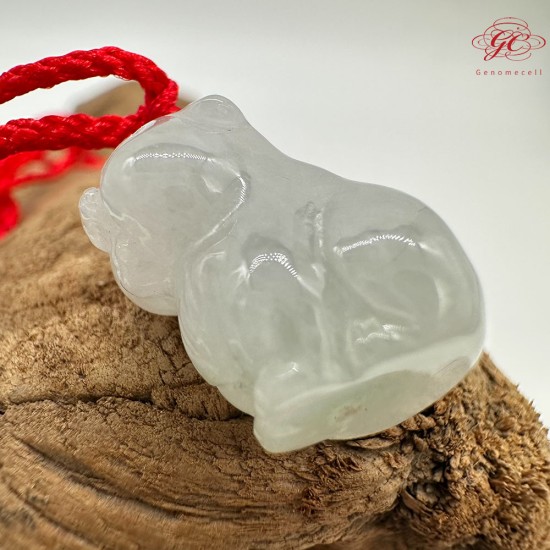 【肌容雪】天然緬甸A貨白月光老虎造型翡翠吊飾 編號159