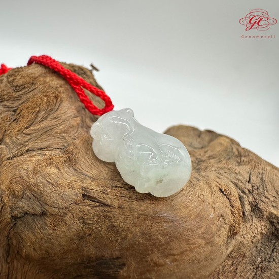 【肌容雪】天然緬甸A貨白月光老虎造型翡翠吊飾 編號159