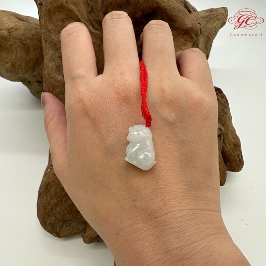 【肌容雪】天然緬甸A貨白月光老虎造型翡翠吊飾 編號159