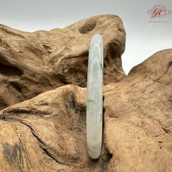 【肌容雪】天然緬甸A貨冰飄花翡翠美人條手鐲 編號160(鐲圍56.6mm#18.5號)