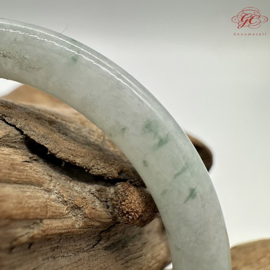 【肌容雪】天然緬甸A貨冰飄花翡翠美人條手鐲 編號160(鐲圍56.6mm#18.5號)