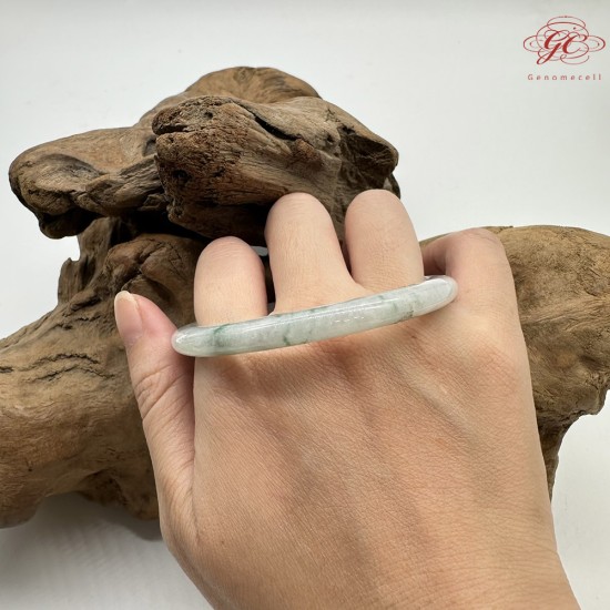 【肌容雪】天然緬甸A貨冰飄花翡翠美人條手鐲 編號160(鐲圍56.6mm#18.5號)