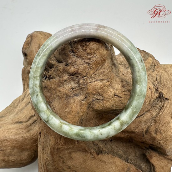 【肌容雪】天然緬甸A貨綠飄花翡翠平安鐲 編號161(鐲圍55mm#17.5號)