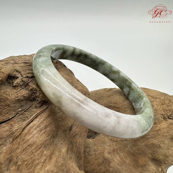 【肌容雪】天然緬甸A貨綠飄花翡翠平安鐲 編號161(鐲圍55mm#17.5號)