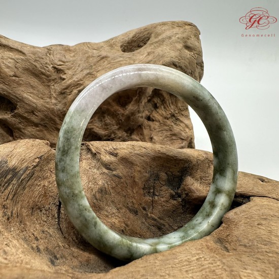 【肌容雪】天然緬甸A貨綠飄花翡翠平安鐲 編號161(鐲圍55mm#17.5號)