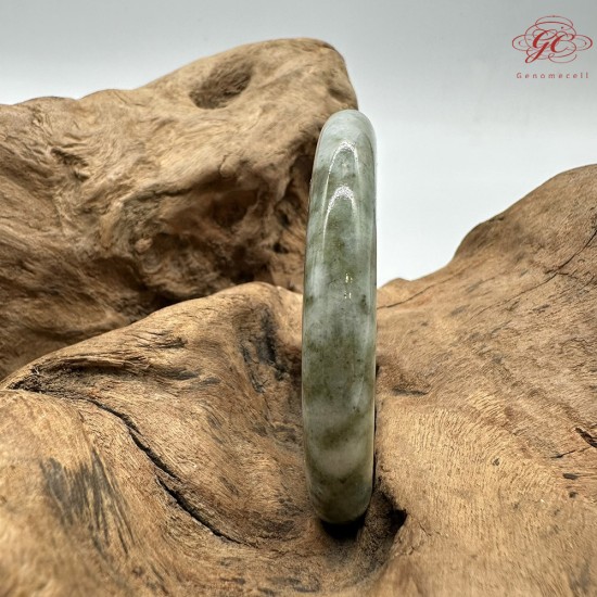 【肌容雪】天然緬甸A貨綠飄花翡翠平安鐲 編號161(鐲圍55mm#17.5號)