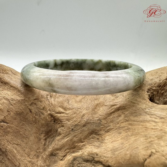 【肌容雪】天然緬甸A貨綠飄花翡翠平安鐲 編號161(鐲圍55mm#17.5號)