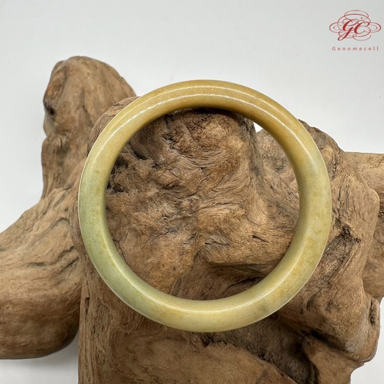 【肌容雪】天然緬甸A貨黃翡飄花翡翠圓條手鐲 編號162(鐲圍56.3mm#17.5號)