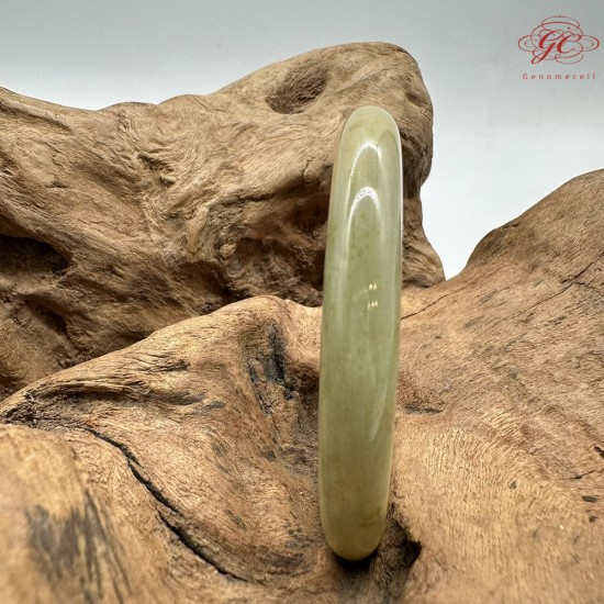 【肌容雪】天然緬甸A貨黃翡飄花翡翠圓條手鐲 編號162(鐲圍56.3mm#17.5號)