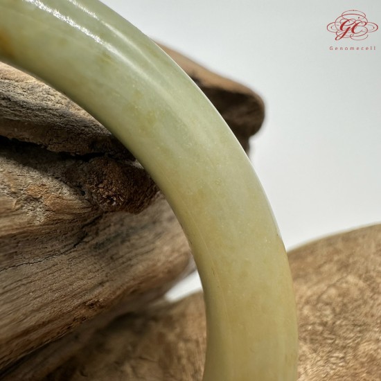 【肌容雪】天然緬甸A貨黃翡飄花翡翠圓條手鐲 編號162(鐲圍56.3mm#17.5號)