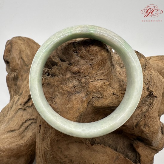 【肌容雪】天然緬甸A貨綠飄花翡翠平安鐲 編號163(鐲圍55.5mm#17.5號)