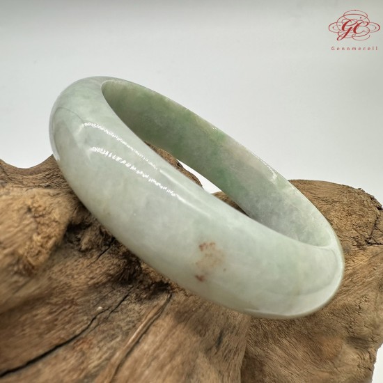 【肌容雪】天然緬甸A貨綠飄花翡翠平安鐲 編號163(鐲圍55.5mm#17.5號)