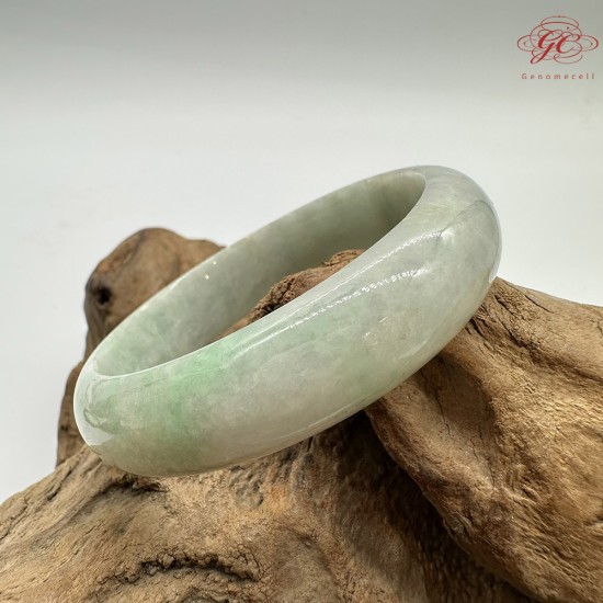 【肌容雪】天然緬甸A貨綠飄花翡翠平安鐲 編號163(鐲圍55.5mm#17.5號)