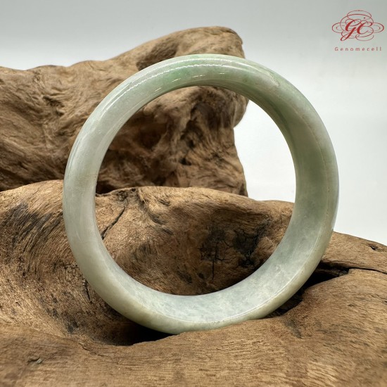 【肌容雪】天然緬甸A貨綠飄花翡翠平安鐲 編號163(鐲圍55.5mm#17.5號)