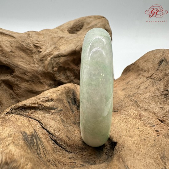 【肌容雪】天然緬甸A貨綠飄花翡翠平安鐲 編號163(鐲圍55.5mm#17.5號)