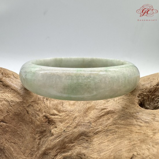 【肌容雪】天然緬甸A貨綠飄花翡翠平安鐲 編號163(鐲圍55.5mm#17.5號)