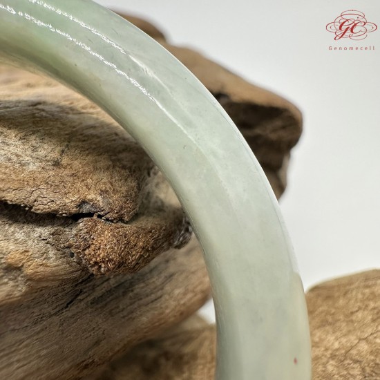 【肌容雪】天然緬甸A貨綠飄花翡翠平安鐲 編號163(鐲圍55.5mm#17.5號)