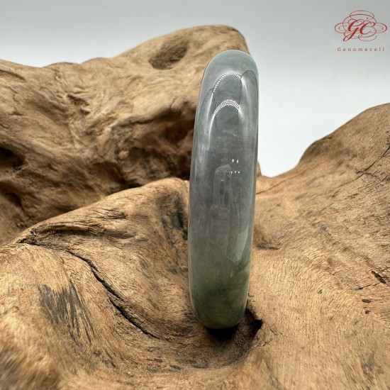 【肌容雪】天然緬甸A貨陽綠烏雞翡翠平安鐲 編號171(鐲圍56.4mm#17.5號)