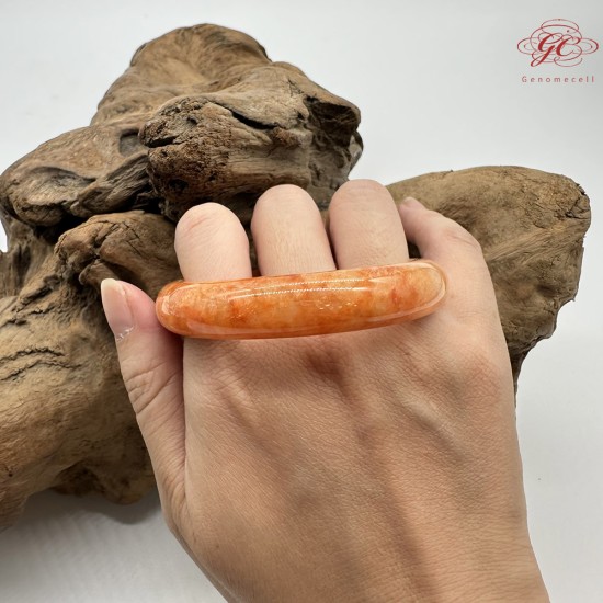 【肌容雪】天然緬甸A貨冰飄花紅翡翠平安鐲 編號173(鐲圍55.0mm#17.5號)