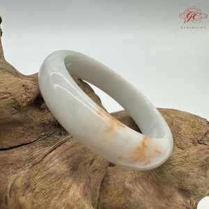 【肌容雪】天然緬甸A貨桂花糕翡翠平安鐲 編號176(鐲圍54.4mm#17號)