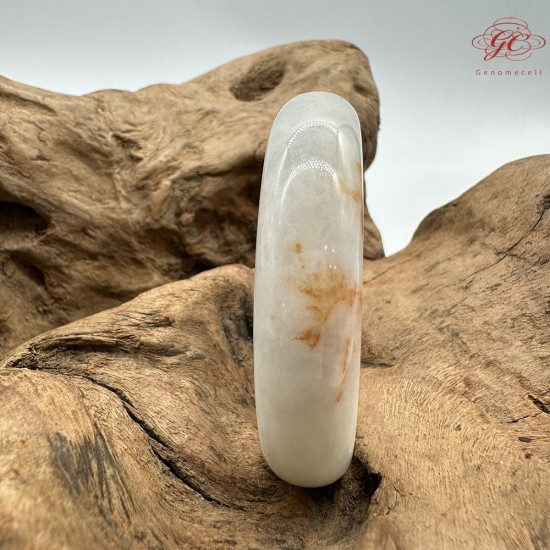 【肌容雪】天然緬甸A貨桂花糕翡翠平安鐲 編號176(鐲圍54.4mm#17號)