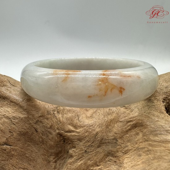 【肌容雪】天然緬甸A貨桂花糕翡翠平安鐲 編號176(鐲圍54.4mm#17號)