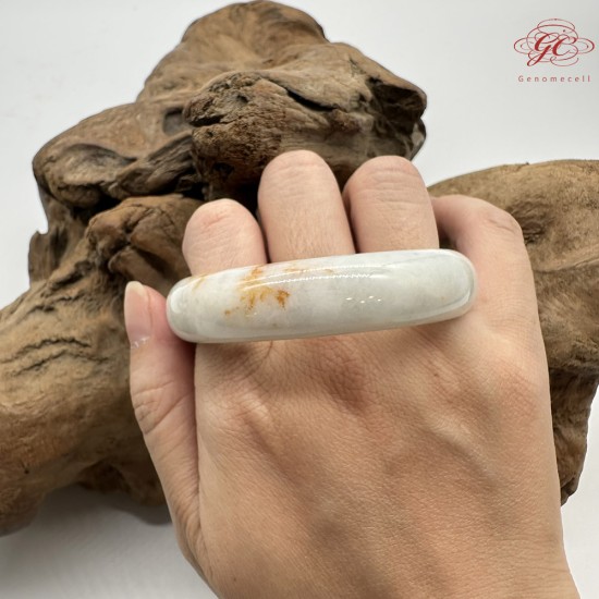 【肌容雪】天然緬甸A貨桂花糕翡翠平安鐲 編號176(鐲圍54.4mm#17號)