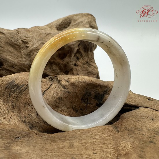 【肌容雪】天然緬甸A貨雞油黃翡翠平安鐲 編號178(鐲圍53.4mm#16.5號)