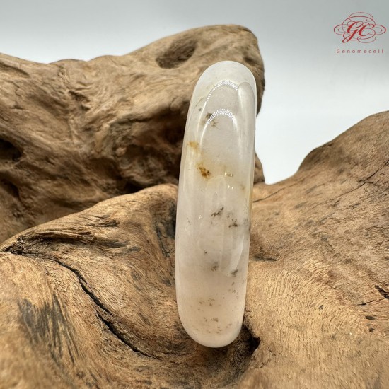 【肌容雪】天然緬甸A貨白底灑金翡翠平安鐲 編號179(鐲寬53.5mm#17號)