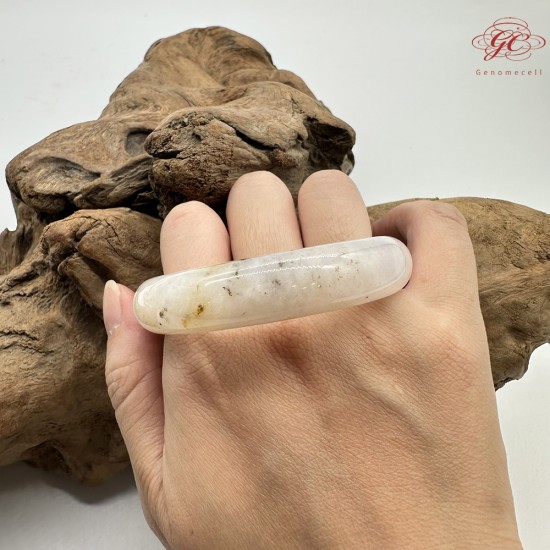 【肌容雪】天然緬甸A貨白底灑金翡翠平安鐲 編號179(鐲寬53.5mm#17號)