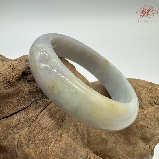 【肌容雪】天然緬甸A貨粉春撒金翡翠平安鐲 編號182(鐲圍56.8mm#18號)