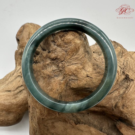 【肌容雪】天然緬甸A貨湖水綠翡翠平安鐲 編號183(鐲圍56.6mm#18號)