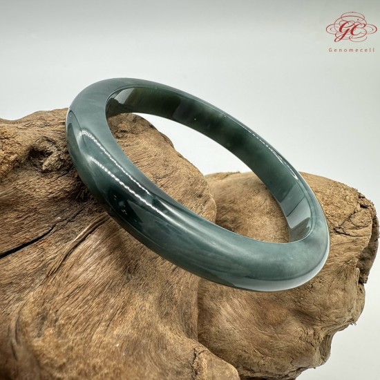 【肌容雪】天然緬甸A貨湖水綠翡翠平安鐲 編號183(鐲圍56.6mm#18號)