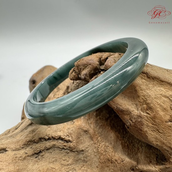 【肌容雪】天然緬甸A貨湖水綠翡翠平安鐲 編號183(鐲圍56.6mm#18號)