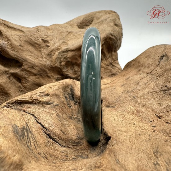 【肌容雪】天然緬甸A貨湖水綠翡翠平安鐲 編號183(鐲圍56.6mm#18號)