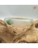 【肌容雪】天然緬甸A貨白底綠飄花翡翠平安鐲 編號185(鐲圍58.3mm#18.5號)