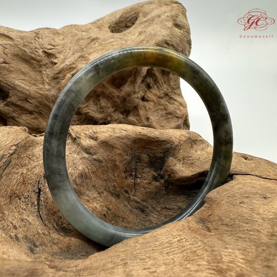 【肌容雪】天然緬甸A貨冰撒金烏雞翡翠叮噹手鐲 編號188(鐲圍56.0mm#17.5號)