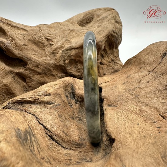 【肌容雪】天然緬甸A貨冰撒金烏雞翡翠叮噹手鐲 編號188(鐲圍56.0mm#17.5號)