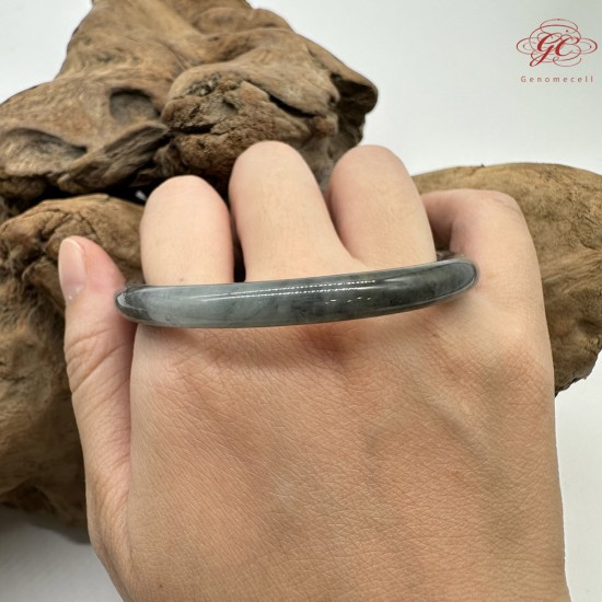 【肌容雪】天然緬甸A貨冰撒金烏雞翡翠叮噹手鐲 編號188(鐲圍56.0mm#17.5號)