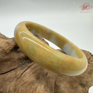 【肌容雪】天然緬甸A貨黃翡翠平安鐲 編號189(鐲圍62.3mm#19.5號)