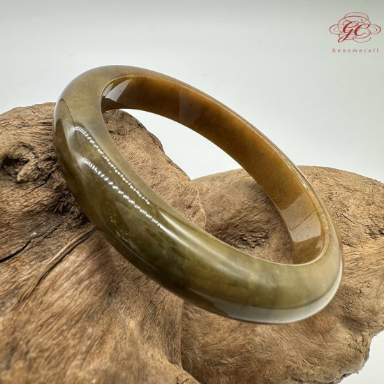 【肌容雪】天然緬甸A貨黃翡翠平安鐲 編號191(鐲圍58.4mm#18.5號)